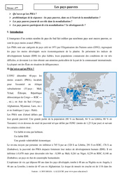 Pays pauvres - Cours - Géographie : 10ème Harmos - PDF à imprimer