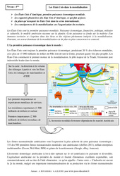 Etats Unis dans la mondialisation - Cours - Géographie : 10ème Harmos - PDF à imprimer