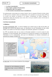 Entreprises transnationales - Cours - Géographie : 10ème Harmos - PDF à imprimer