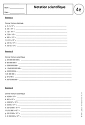 Notation scientifique - Exercices corrigés : 10ème Harmos - PDF à imprimer