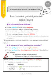 Comment distinguer les termes génériques et les termes spécifiques - Cours, Leçon : 7ème Harmos - PDF gratuit à imprimer