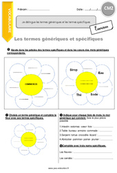 Comment distinguer les termes génériques et les termes spécifiques - Exercices  : 7ème Harmos - PDF à imprimer