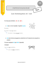 J’identifie les homonymes [et] [est] - Cours, Leçon : 4ème Harmos - PDF gratuit à imprimer