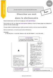 Comment chercher un mot dans le dictionnaire - Cours, Leçon : 4ème Harmos - PDF gratuit à imprimer