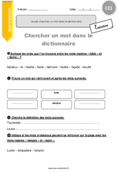 Comment chercher un mot dans le dictionnaire - Exercices  : 4ème Harmos - PDF à imprimer