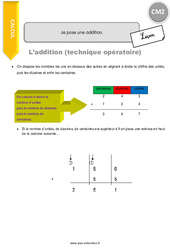 Je pose une addition - Cours, Leçon : 7ème Harmos - PDF gratuit à imprimer