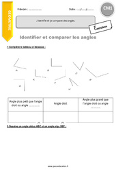 J’identifie et je compare des angles - Exercices  : 6ème Harmos - PDF à imprimer