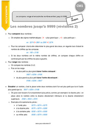 Comparer, ranger et encadrer les nombres entiers jusqu’à 9 999 - Cours, Leçon : 6ème Harmos - PDF gratuit à imprimer