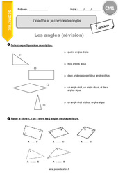 J’identifie et je compare les angles - Révisions  : 6ème Harmos - PDF à imprimer