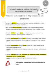 Je trouve la question au problème et je trouve la bonne opération au problème - Cours, Leçon : 6ème Harmos - PDF gratuit à imprimer