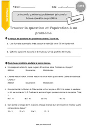 Je trouve la question au problème et je trouve la bonne opération au problème - Exercices  : 6ème Harmos - PDF à imprimer