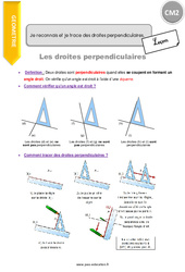 Reconnaitre et tracer des droites perpendiculaires - Cours, Leçon : 7ème Harmos - PDF gratuit à imprimer