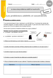 Je résous des problèmes additifs et soustractifs - Exercices  : 7ème Harmos - PDF à imprimer