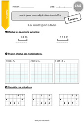 Comment poser une multiplication à un chiffre - Exercices  : 7ème Harmos - PDF à imprimer