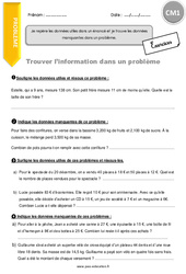 Je repère les données utiles dans un énoncé et je trouve les données manquantes dans un problème - Exercices  : 6ème Harmos - PDF à imprimer