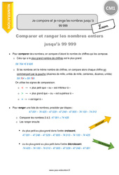 Comparer et ranger les nombres jusqu’à 99 999 - Cours, Leçon : 6ème Harmos - PDF gratuit à imprimer