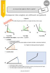 Je compare des angles en utilisant un gabarit - Cours, Leçon : 6ème Harmos - PDF gratuit à imprimer