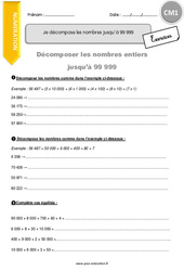 Décomposer les nombres jusqu’à 99 999 - Exercices avec correction : 6ème Harmos - PDF à imprimer