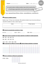 Je soustrais des nombres entiers (sens de la soustraction et technique opératoire de la soustraction posée) - Exercices avec correction : 6ème Harmos - PDF à imprimer