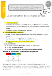 Je soustrais des nombres entiers (sens de la soustraction et technique opératoire de la soustraction posée) - Cours, Leçon : 6ème Harmos - PDF gratuit à imprimer