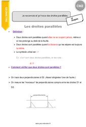 Reconnaitre et tracer des droites parallèles - Cours, Leçon : 7ème Harmos - PDF gratuit à imprimer