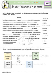 Je lis et j’anticipe sur les mots - Gamme de lecture : 5ème Harmos - PDF à imprimer