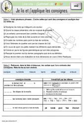 Je lis et j’applique les consignes - Gamme de lecture : 5ème Harmos - PDF à imprimer