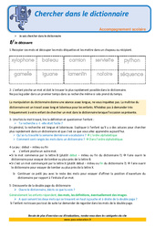 Chercher dans le dictionnaire - Soutien scolaire - Aide aux devoirs : 5ème Harmos - PDF à imprimer