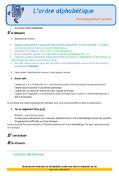 L’ordre alphabétique - Soutien scolaire - Aide aux devoirs : 5ème Harmos - PDF à imprimer