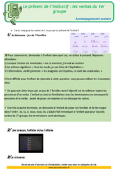 Le présent de l’indicatif - Fiches les verbes du 1er groupe - Soutien scolaire - Aide aux devoirs : 5ème Harmos - PDF à imprimer