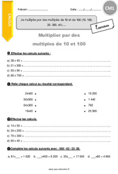 Je multiplie par des multiples de 10 et de 100 (10, 100, 20, 300, etc) - Exercices avec correction : 6ème Harmos - PDF à imprimer