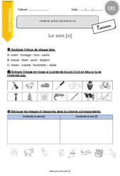 J’entends, je lis et j’écris le son [v] - Exercices avec correction : 4ème Harmos - PDF à imprimer