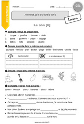 J’entends, je lis et j’écris le son b - Exercices avec correction : 4ème Harmos - PDF à imprimer