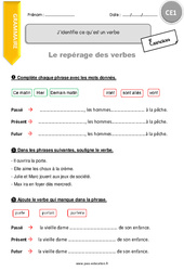 J’identifie ce qu’est un verbe - Exercices avec correction : 4ème Harmos - PDF à imprimer