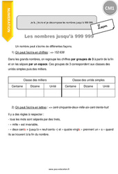 Lire, écrire et décomposer les nombres jusqu’à 999 999 - Cours, Leçon : 6ème Harmos - PDF gratuit à imprimer