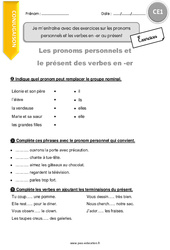 Je m’entraîne avec des exercices sur les pronoms personnels et les verbes en - er au présent - Exercices  : 4ème Harmos - PDF à imprimer