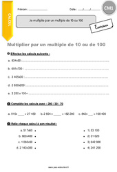 Je multiplie par un multiple de 10 ou 100 - Exercices avec correction : 6ème Harmos - PDF à imprimer