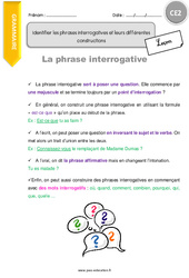 Identifier les phrases interrogatives et leurs différentes constructions - Cours, Leçon : 5ème Harmos - PDF gratuit à imprimer