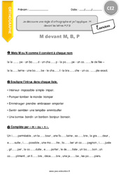 Je découvre une règle d’orthographe et je l’applique - Fiches M devant les lettres M,P,B - Exercices  : 5ème Harmos - PDF à imprimer