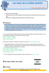 Les mots de la même famille - Soutien scolaire - Aide aux devoirs : 5ème Harmos - PDF à imprimer