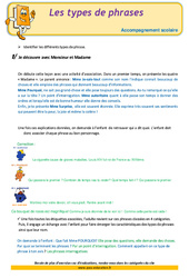 Types de phrases - Soutien scolaire - Aide aux devoirs : 5ème Harmos - PDF à imprimer