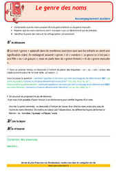 Le genre des noms - Soutien scolaire - Aide aux devoirs : 5ème Harmos - PDF à imprimer