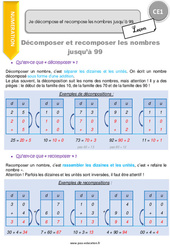 Je décompose et recompose les nombres jusqu’à 99 - Cours, Leçon : 4ème Harmos - PDF gratuit à imprimer