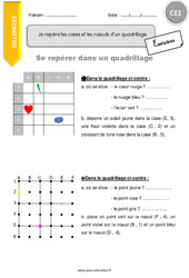 Je repère les cases et les nœuds d’un quadrillage - Exercices  : 4ème Harmos - PDF à imprimer