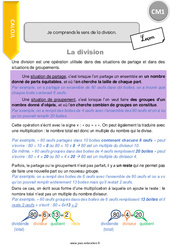 Je comprends le sens de la division - Cours, Leçon : 6ème Harmos - PDF gratuit à imprimer