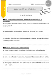 Je comprends le sens de la division - Exercices avec correction : 6ème Harmos - PDF à imprimer