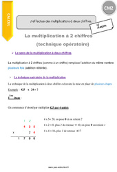 J’effectue des multiplications à deux chiffres - Cours, Leçon : 7ème Harmos - PDF à imprimer