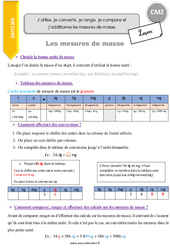 Masse et conversions de masses - Cours, Leçon : 7ème Harmos - PDF gratuit à imprimer