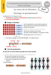 Comprendre le sens de la division et je reconnais des situations de partage - Cours, Leçon : 7ème Harmos - PDF gratuit à imprimer