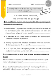 Comprendre le sens de la division et reconnaitre des situations de partage - Exercices avec correction : 7ème Harmos - PDF à imprimer